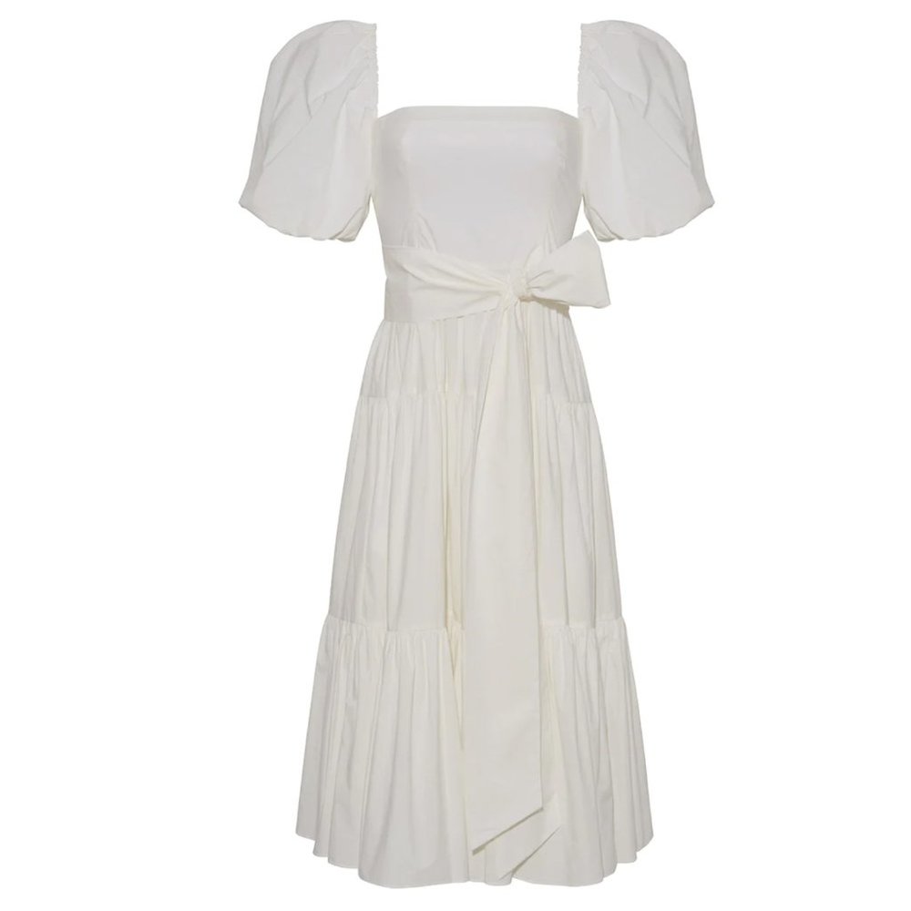 NEW Cara Cara Sydney Midi Cotton Dress - White Puff Sleeve Wedding Event - Picture 9 of 14